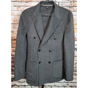 Express Women Charcoal Gray Double Breasted Wool Blend Blazer Jacket XS